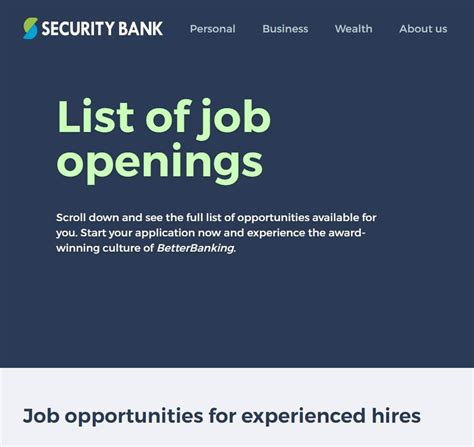 Security Bank Corporation hiring Branch Business Manager.